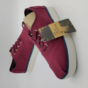 Toms Cordones Boardwalk Raisin Heritage Canvas Women's Sz 9.5